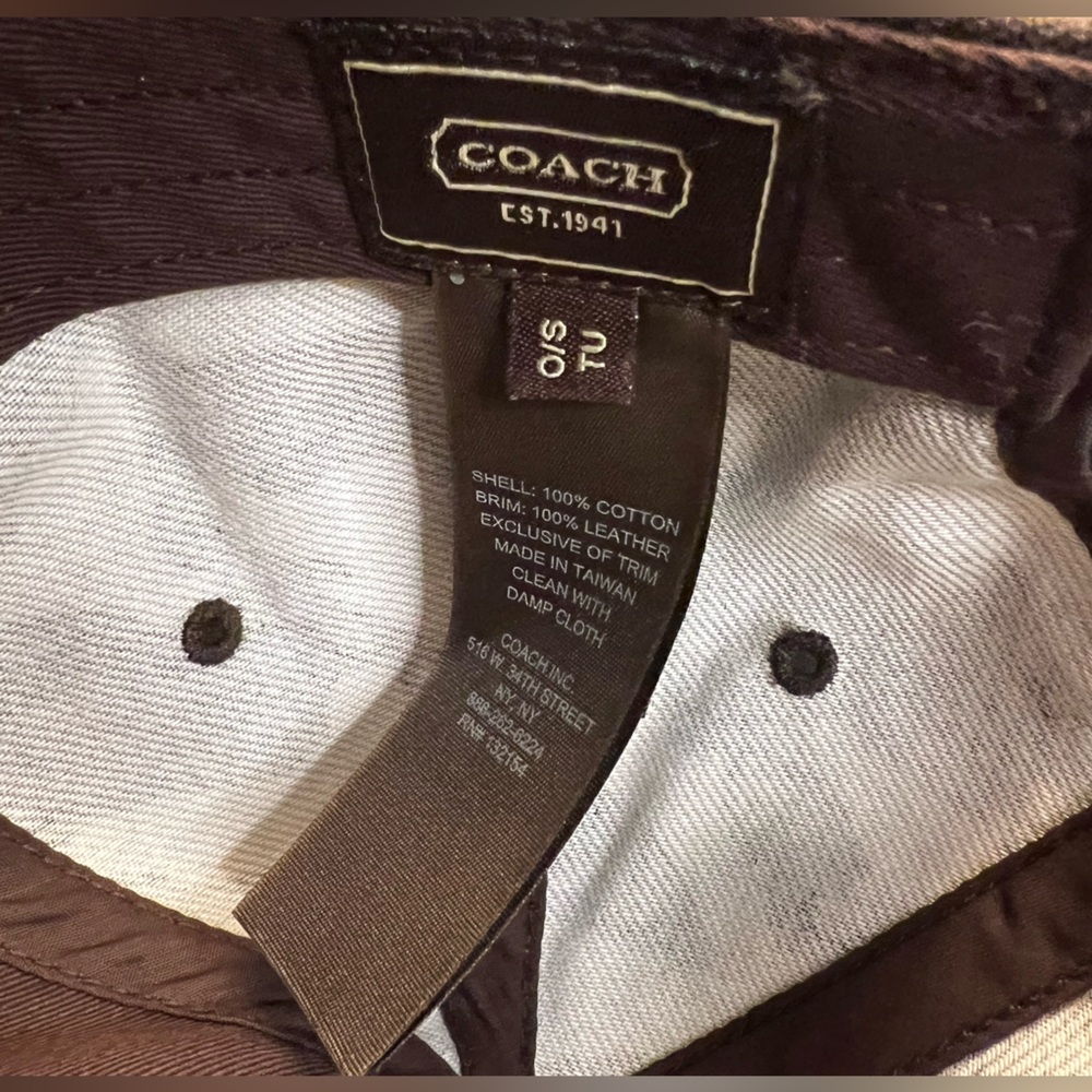 Coach Camo and Brown Leather Baseball Cap - Picture 7 of 8